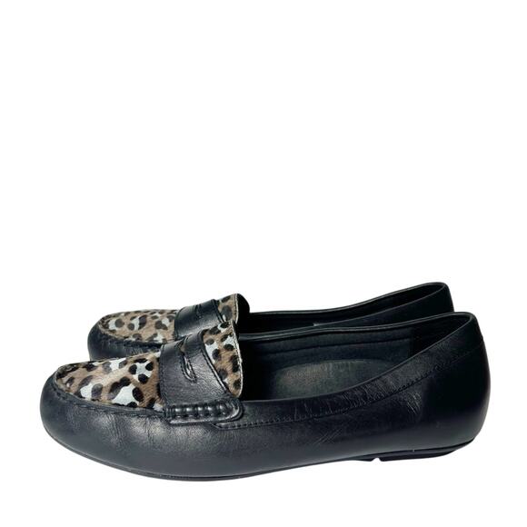 Vionic Piper Loafers Women Leather Leopard Black Print 7 - Picture 1 of 7